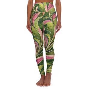 High-Waisted Yoga Leggings — Watermelon Swirl