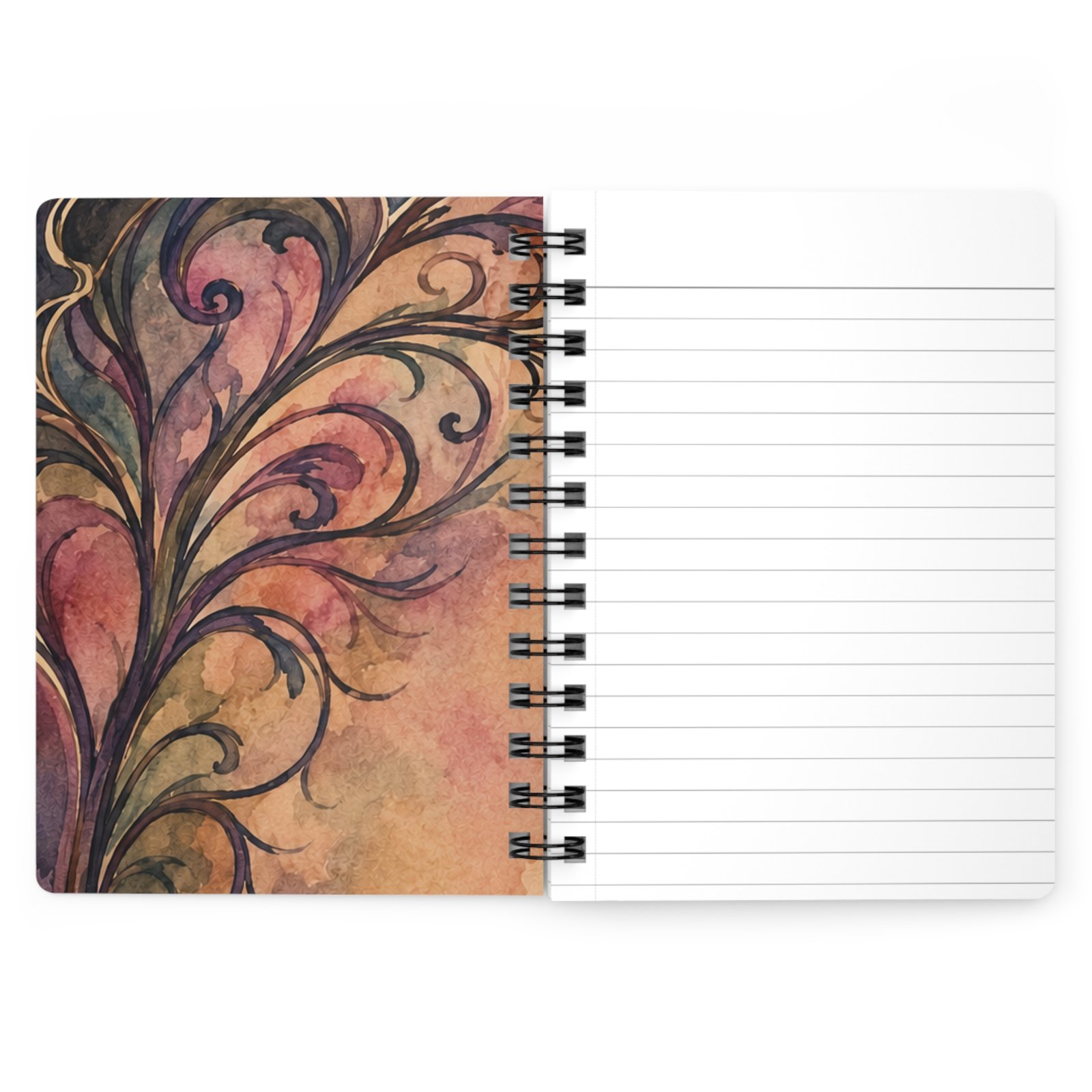 Watercolor Art Nouveau Collection — Spiral-Bound Lined Journal, Swirl - view 3