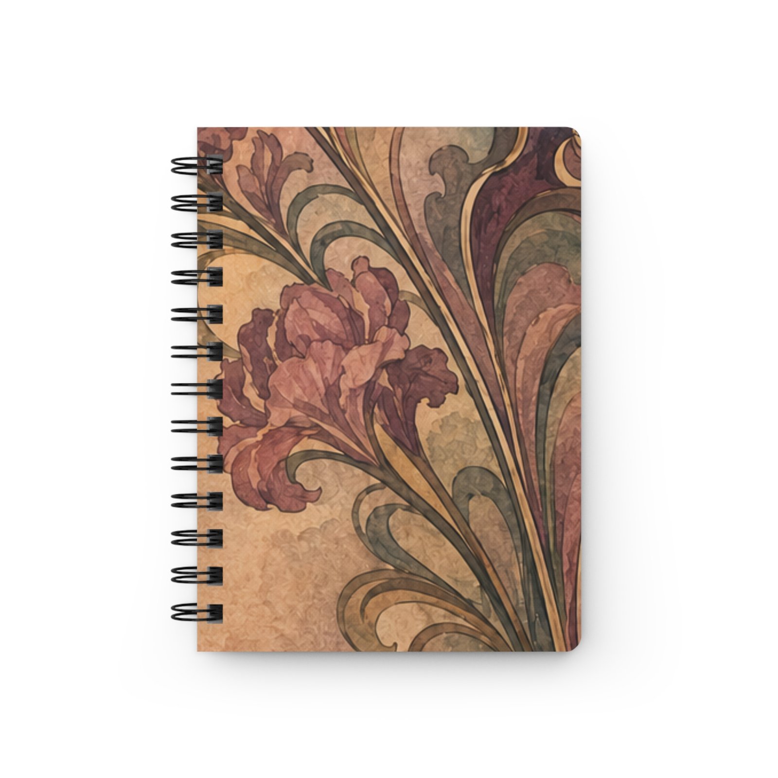 Watercolor Art Nouveau Collection — Spiral-Bound Lined Journal, Iris