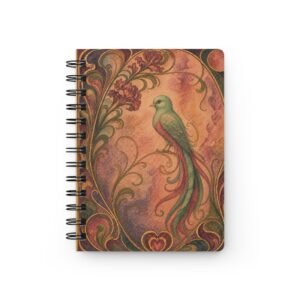 Watercolor Art Nouveau Collection — Spiral-Bound Lined Journal, Quetzal