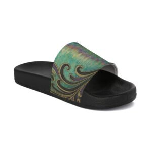 Slide Sandals — Green and Gold Art Nouveau Print
