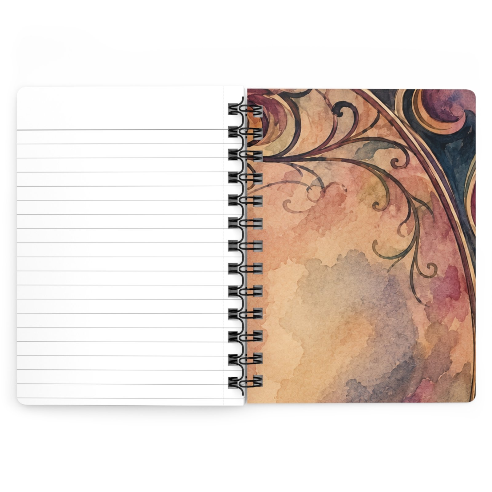 Watercolor Art Nouveau Collection — Spiral-Bound Lined Journal, Swirl - view 4